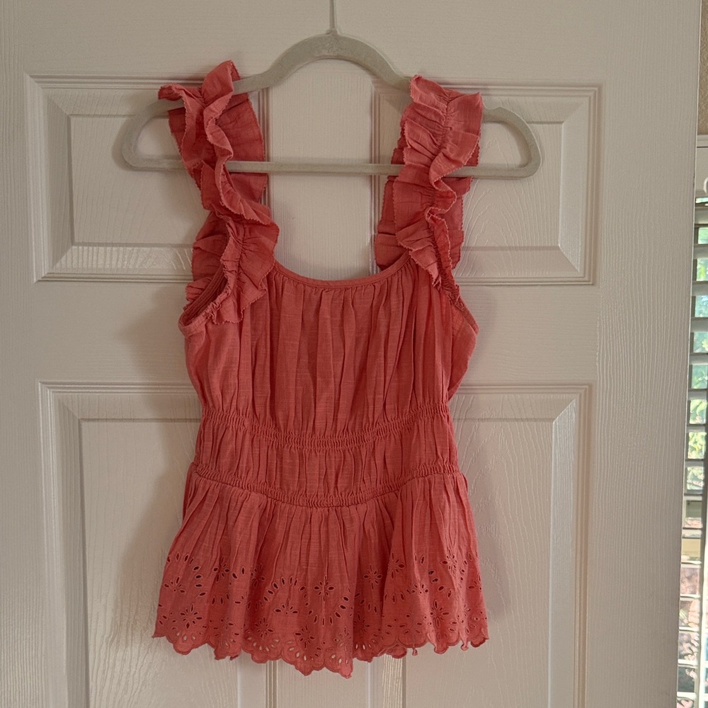 Old Navy Coral Ruffled Tank Top